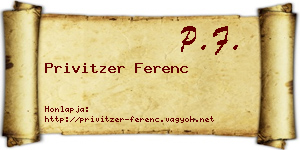 Privitzer Ferenc névjegykártya